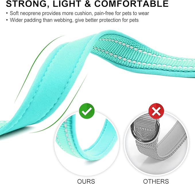 azuza Reflective Dog Collar with Airtag Holder, Soft Neoprene Padded Pet Collar with ID Tag Ring, Adjustable for Puppy and Small Dogs,Teal,XS