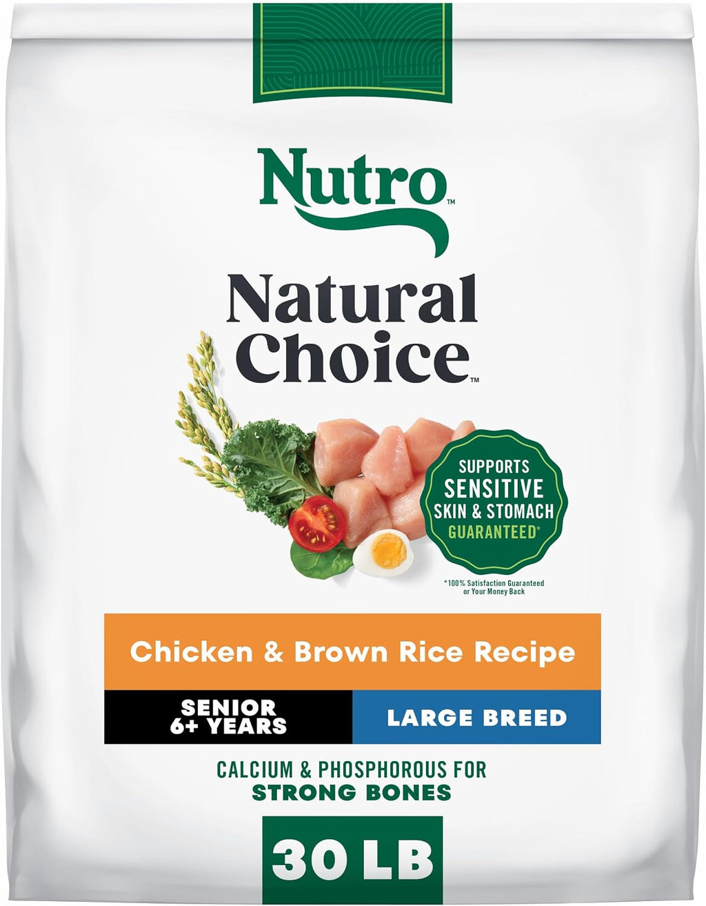 Nutro Natural Choice Senior Large Breed Dry Dog Food, Chicken, 30 lb | Chicken first ingredient, beet pulp prebiotic, omega-3 & omega-6, Vitamin E & Selenium antioxidants, supports bones, skin