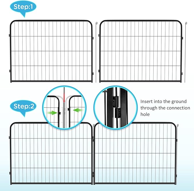 BestPet | Dog Playpen | 32 Inch, 6 Panels | Heavy Duty Metal Pet Exercise Pen | Indoor Outdoor Fence Panels | Rust-Resistant, Removable, Tool-Free Setup | Anti-Skid, Expandable Design