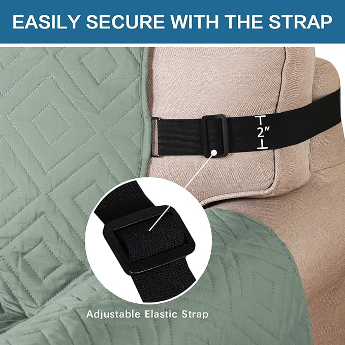 H.VERSAILTEX Reversible Sofa Slipcover Furniture Protector Water Resistant 2" Elastic Straps Sofa Cover Couch Covers Pets Fit Sitting Width Up to 78" (Oversized Sofa: 86" x 132", Desert Sage/Beige)