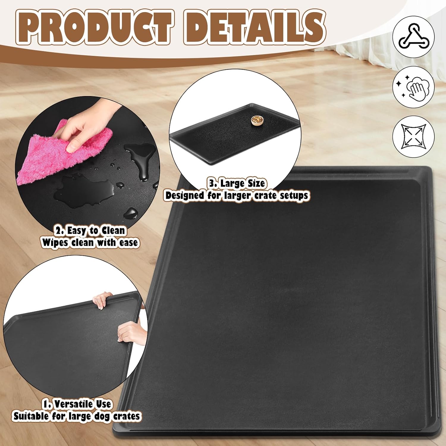 3 Pcs 41 Inch Replacement Dog Crate Pan, Plastic Bottom Tray for Dog Crate