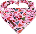 Lionet Paws Christmas Dog Bandana Washable Cotton Handkerchief Scarf Triangle Ho Christmas Tree Pink Bandanas for Medium Large Dogs Girl