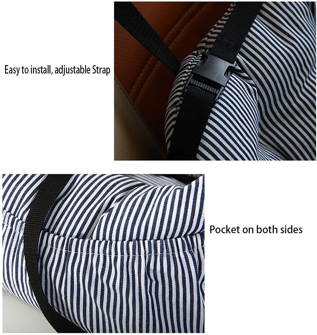 BLOBLO Dog Car Seat Pet Booster Seat Pet Travel Safety Dog Bed for Car with Storage Pocket (Coffee Stripe)