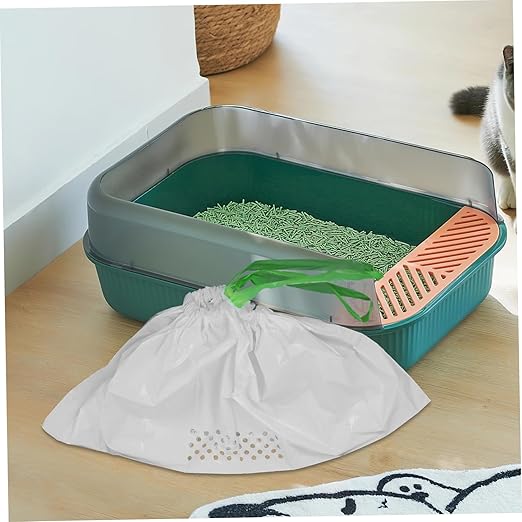 Mipcase 7pcs Cat Litter Filter Bags for Easy Cleanup Design Automatic Closing Feature for Cat Litter Boxes White