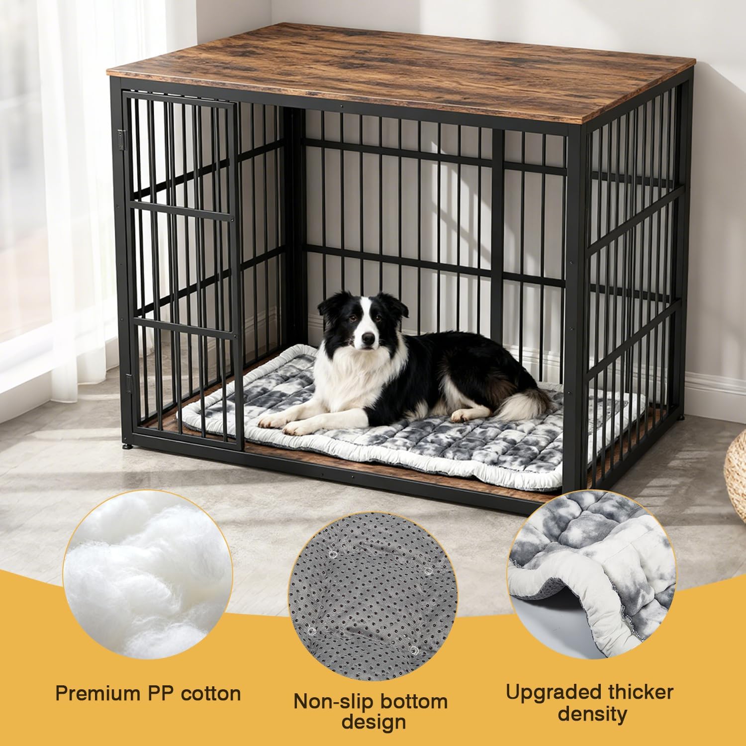 Washable Dog Bed Mat ，Upgraded Non-Slip Durable Dog Bed，Soft and Comfortable, Machine Washable Luxury Kennel Pad，Design Kennel Beds Mats for Large Medium Small Pets ，38" x 24"