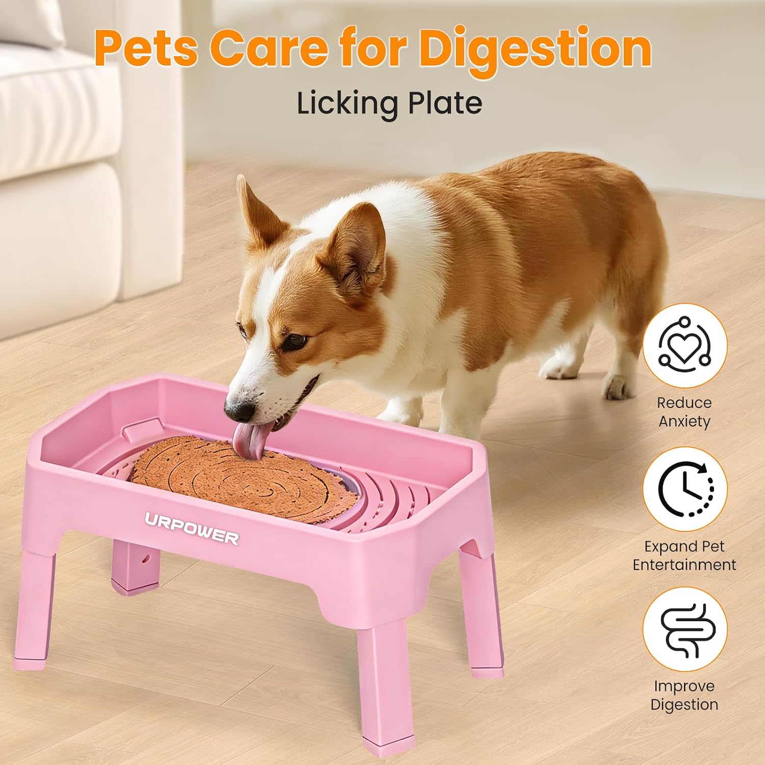 URPOWER 3-in-1 Elevated Dog Bowls - Double Deck Raised Dog Bowl Stand | 4 Adjustable Heights, 2 Stainless Steel Food Bowls, Mess Proof Licking Plate, Foldable Stand for Small Medium & Large Dogs