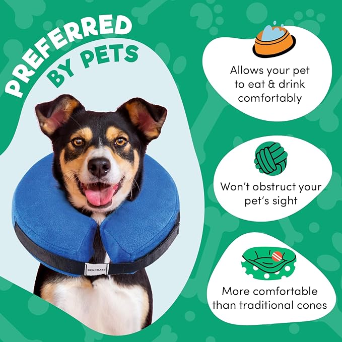 BENCMATE Inflatable Dog Cone Collar Alternative, Soft Dog Cone for Small Medium Large Dogs and Cats, Neck Recovery ECollar Donut Collar After Surgery (XXLarge, Purple)