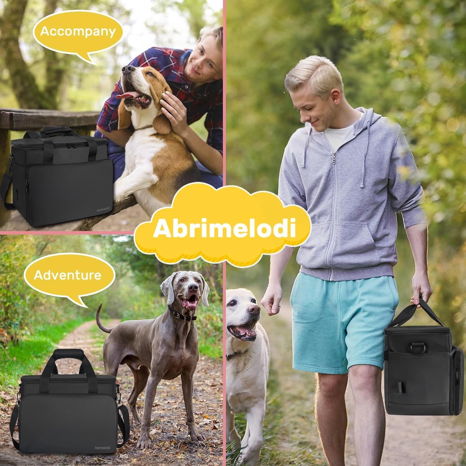 6 Set Dog Travel Bag, Large Pet Travel Kit for Supplies, Grey | Includes 2 Food Containers, 1 Pet Organizer for Dogs, 2 Collapsible Bowls, 1 Treat Pouch, Dog Weekend Overnight Bag Luggage