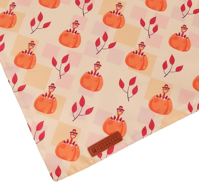 ADOGGYGO Thanksgiving Dog Bandanas 2 Pack, Reversible Turkey Pumpkin Pet Scarf Bib, Adjustable Fit Orange Thanksgiving Bandana for Extra Large Dogs (X-Large)