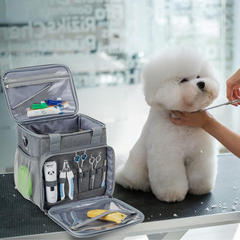 Pet Grooming Bag, Dog Grooming Supplies Organizer Tote Bag, Perfect for Pet Grooming Tool Kit Accessories-Grey