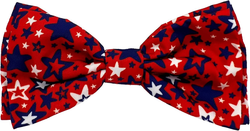 Huxley & Kent Pet Bow Tie for Dogs & Cats - 4th of July Adjustable Hook & Loop Collar Accessory - Cute & Comfortable for Holidays & Celebrations - Patriot Stars, Large | Hook & Loop Attaches to Any Collar, Soft Polyester, Lightweight & Machine Washable
