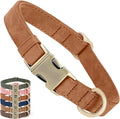 Genuine Leather Dog Collar - Adjustable Pet Collar with Quick Release Metal Buckle, Soft Skin Friendly Real Leather Collar for Small, Medium, Large Dogs (Khaki, M：Fit 12-20" Neck)
