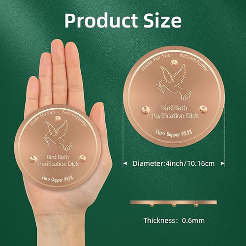 2 pack Copper Disk, 99.9% Pure Copper disk for bird bath, horses, Cattle Water Trough,Waterfall Fountain, Universal Fit for birds bowls and water troughs for livestock, Purify Water Year Round