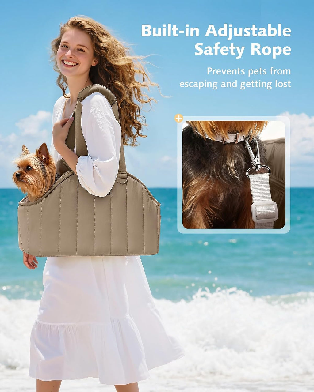 Pecute Dog Purse Carrier, Lightweight Dog Carriers for Small Dogs,Khaki | Breathable mesh,Foldable,Paper-textured fabric is water-repellent,Built-in safety rope,Machine washable,Under 6.6lbs