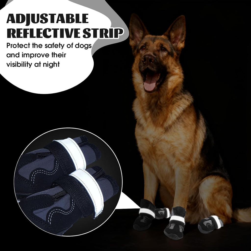 2 Pack Dog Shoes Waterproof, Non-Slip Dog Boots & paw Protectors，Dog Boot for hot Pavement,Winter Snow, Soft Comfortable Safe、Easy to Wear, Dog Boots for Medium Large Dogs（Black 6#