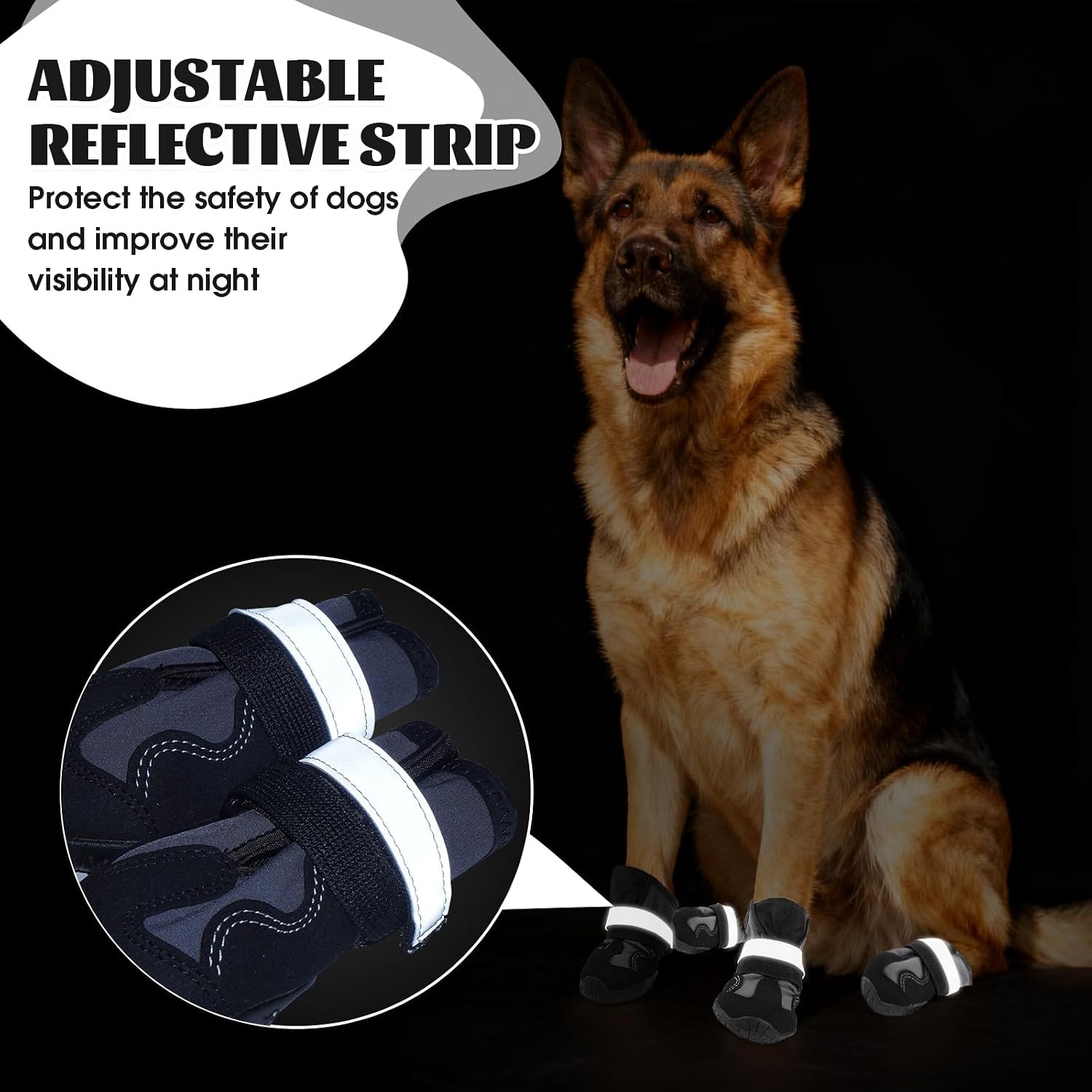2 Pack Dog Shoes Waterproof, Non-Slip Dog Boots & paw Protectors，Dog Boot for hot Pavement,Winter Snow, Soft Comfortable Safe、Easy to Wear, Dog Boots for Medium Large Dogs（Black 6#