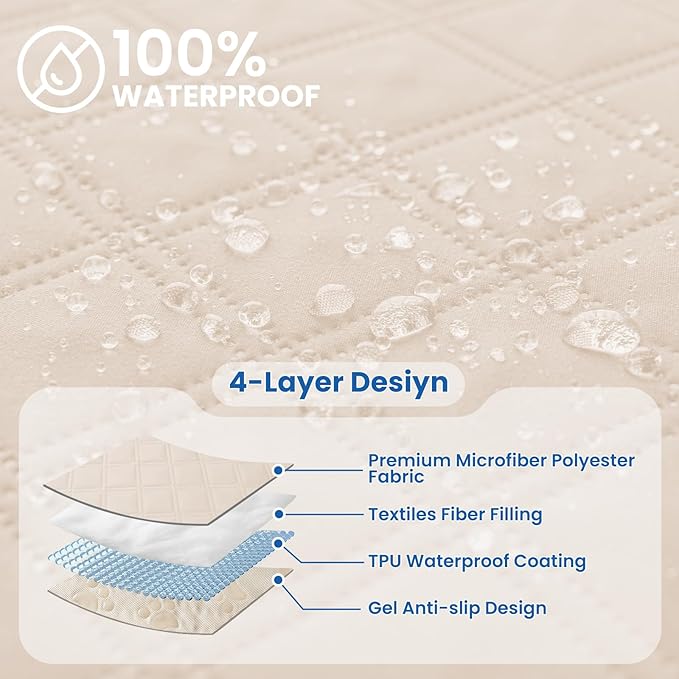 Waterproof Dog Blanket, Non-Slip Soft Pet Bed Cover, Couch Cover for Dogs Washable, Protects Sofa, Furniture, Crate, Car, Tear Resistant Leakproof Pet Blanket (30x70 Inch, Beige)