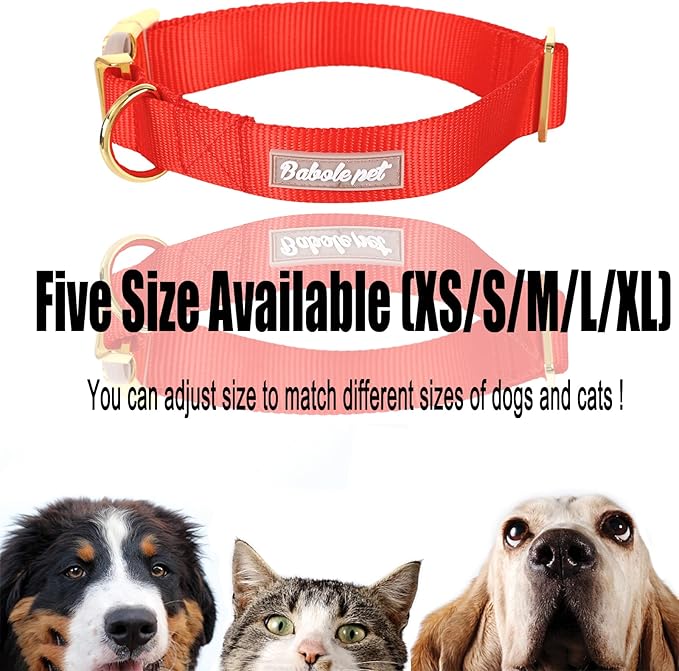 Nylon Dog Collar - Adjustable Red Soft Webbing Dog Collars for Small Medium Large Dogs Boy Girl Puppy Collar with Safety Metal Buckle XL