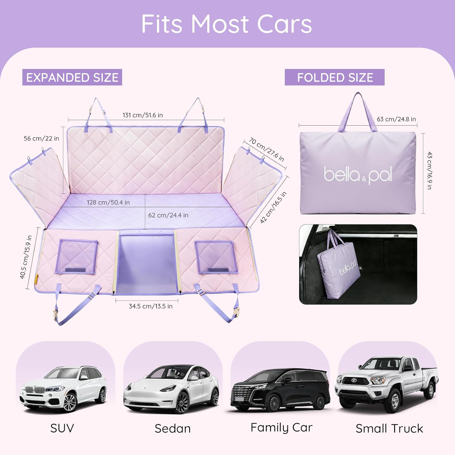 Back Seat Extender for Dogs Hard Bottom, Dog Car Seat Cover for Back Seat Holds 420lbs, Sturdy Backseat Dog Platform for Large Breed Dogs, 600D Oxford & Waterproof Pet Hammock for Cars, SUVs & Trucks