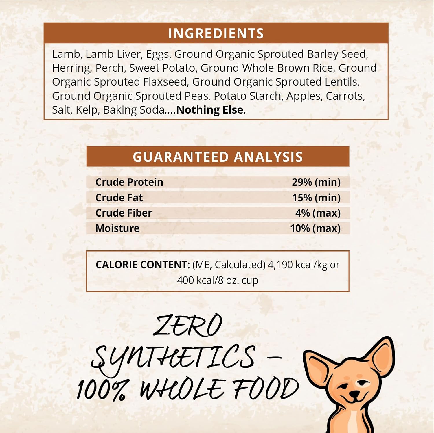 CARNA4 Air Dried Dog Food, Lamb Recipe, 2.2 Pound | Pastured Lamb, Liver & Sprouted Seeds, Quick-Baked & Never Extruded, Easy-Chew, No Synthetic Vitamins or Minerals
