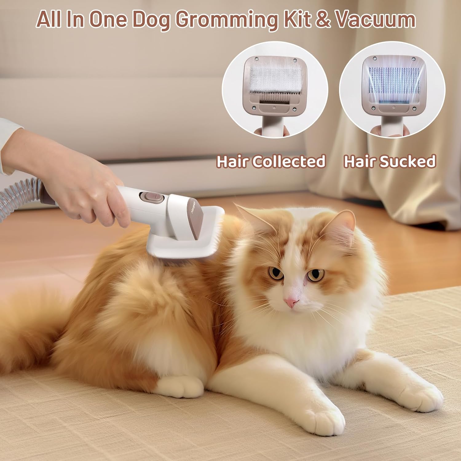 Mavpet 3.2L Dog Grooming Kit & Vacuum Suction | 3 Level Pet Hair Vacuum Groomer with Clippers for Thick Coats, 6 Shedding Grooming Tools for Dogs Cats