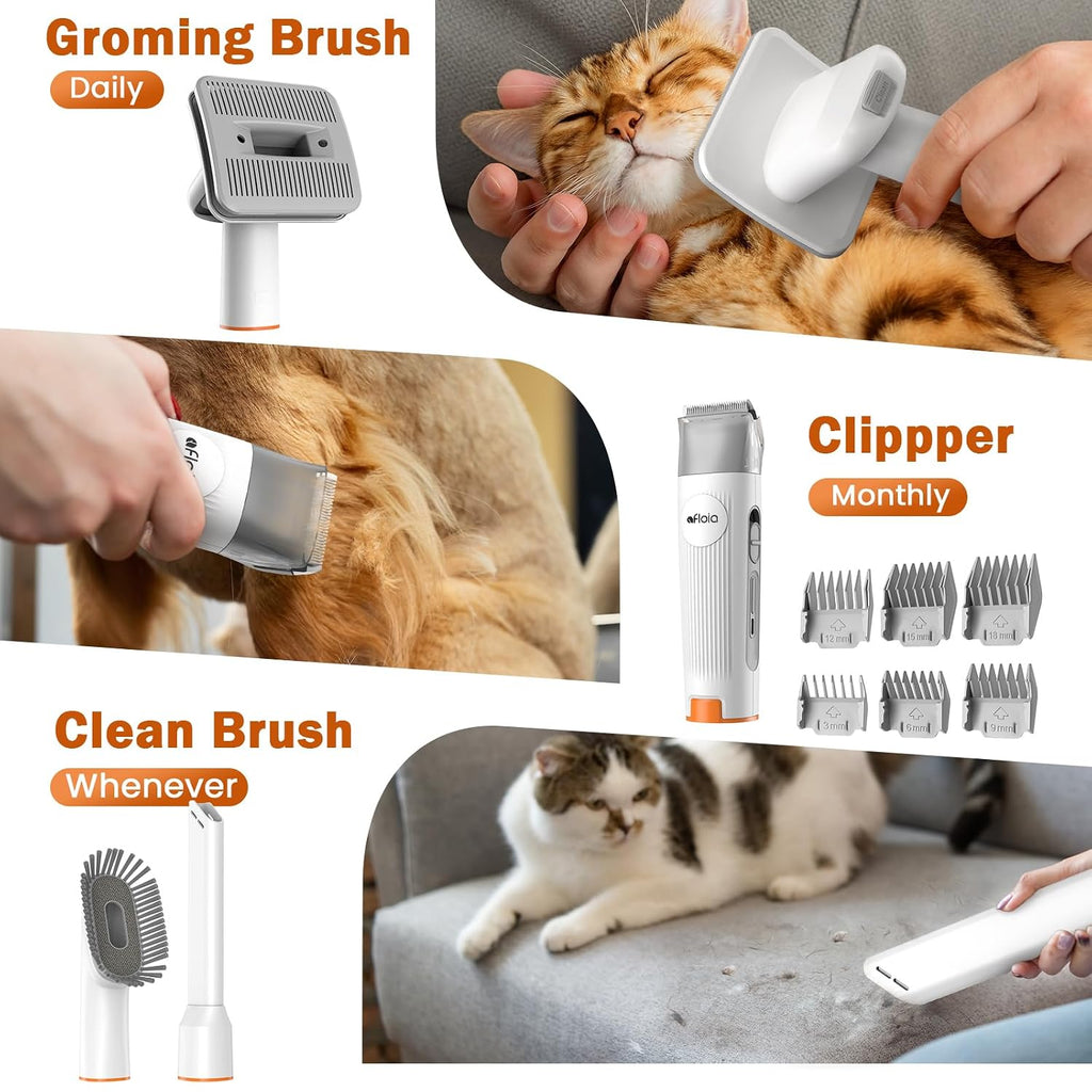 Afloia Dog Grooming Vacuum Kit, 1.5L Tank, White | Contains floating fur during coat care, helping sofas, floors and clothes stay cleaner between deep cleans.