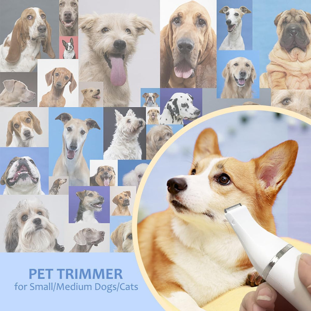 Dog Clippers for Grooming, Low Noise Dog Nail Grinder,Cordless Trimmers Dog Grooming Kit, 6 Length Guards 3 Blade Heads, pet Nail Trimmer for Cats or Dog Eyes, Ears, Face,Rump,Nail,Body