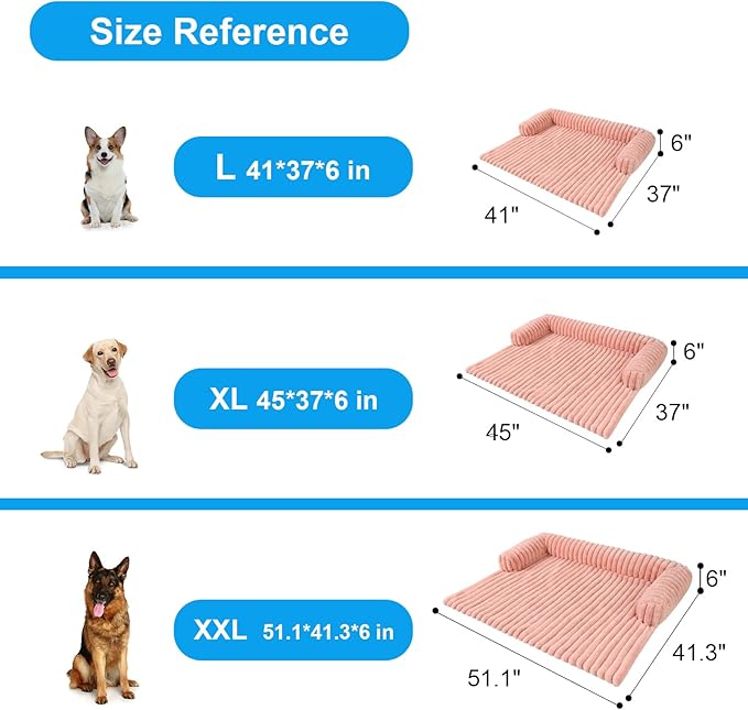 Wn's Day Luxurious Dog Couch Bed, Washable Calming Dog Couch Cover, Removable Couch Protector for Dogs, Waterproof Sofa Bed, Pet Bed Mats for Couch, Pet Couch Covers for Sofa(Pink, XXL)