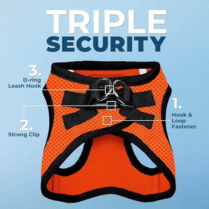 Best Pet Supplies Voyager Step-in Air All Weather Mesh Harness and Reflective Dog 5 ft Leash Combo with Neoprene Handle, for Small, Medium and Large Breed Puppies - Orange/Black Trim, X-Small