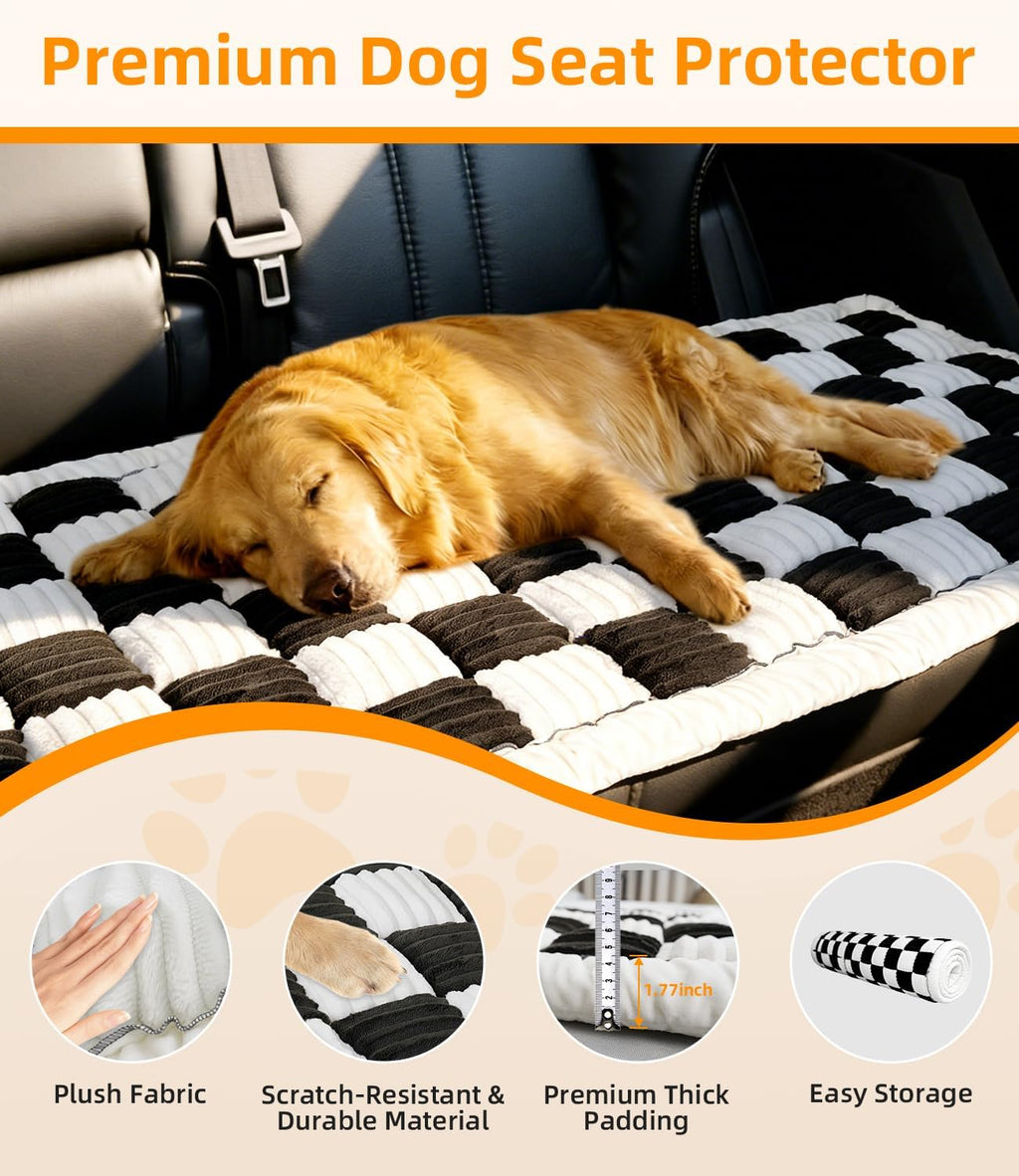 Dog Car Bed, Non-Slip Dog Seat Cover | Universal Back Seat Protector | Premium Chenille Comfort, Scratch Resistant, Silicone Backing & Machine Washable, Fits Most Cars, Trucks & SUVs