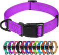 TagME Reflective Nylon Dog Collars, Adjustable Classic Pet Collar with Quick Release Buckle for Small Dogs, 3/4" Width Purple