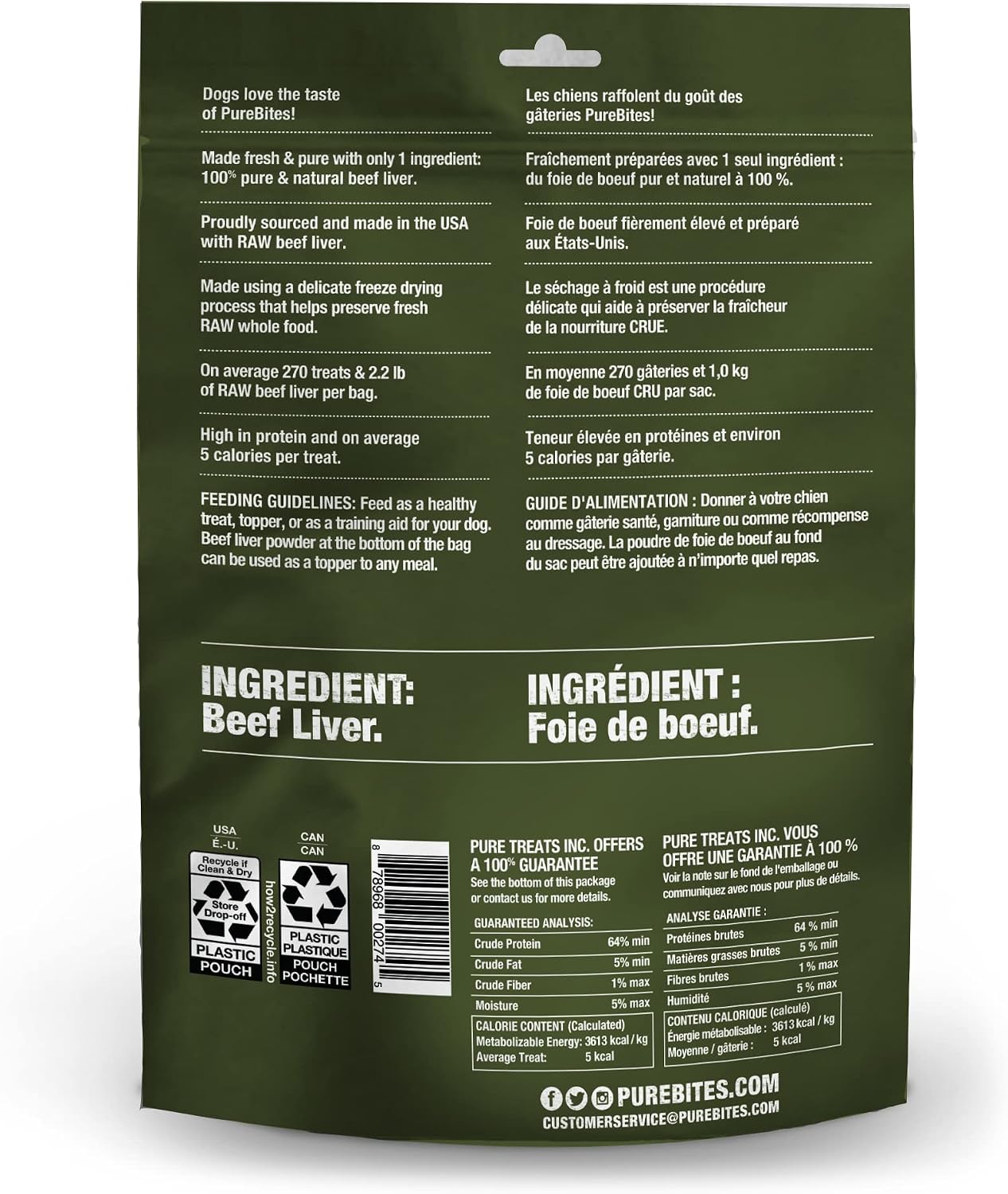 PureBites Beef Single Ingredient Freeze Dried Dog Treats, 11 oz | 100% Beef, Freeze Dried Raw in USA, High-Value Training Reward, 5 Calories/Treat, No Fillers
