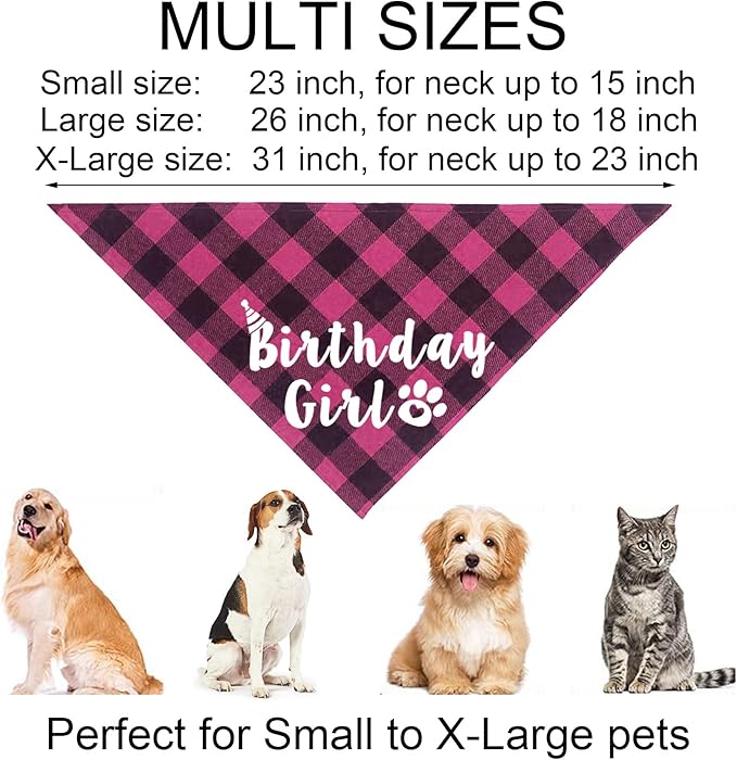 Dog Birthday Decorations, Multi Sizes Dog Birthday Bandana Girl Dog Birthday Hat Crown Bow Tie Birthday Numbers It’s My Bday Mother Puppers Sign Banner for Small Dogs Pets (Pink, Small)