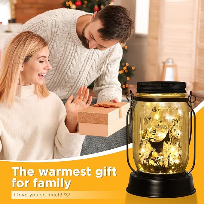 Kerry Blue Terrier Gifts for Women/Men, Pet Solar Lanterns Kerry Blue Terrier Dog Lovers Lantern Pet Loss Dog Memorial Lights Solar Garden Decoration for Yard,Patio,Backyard,Torches Lights Home Decor