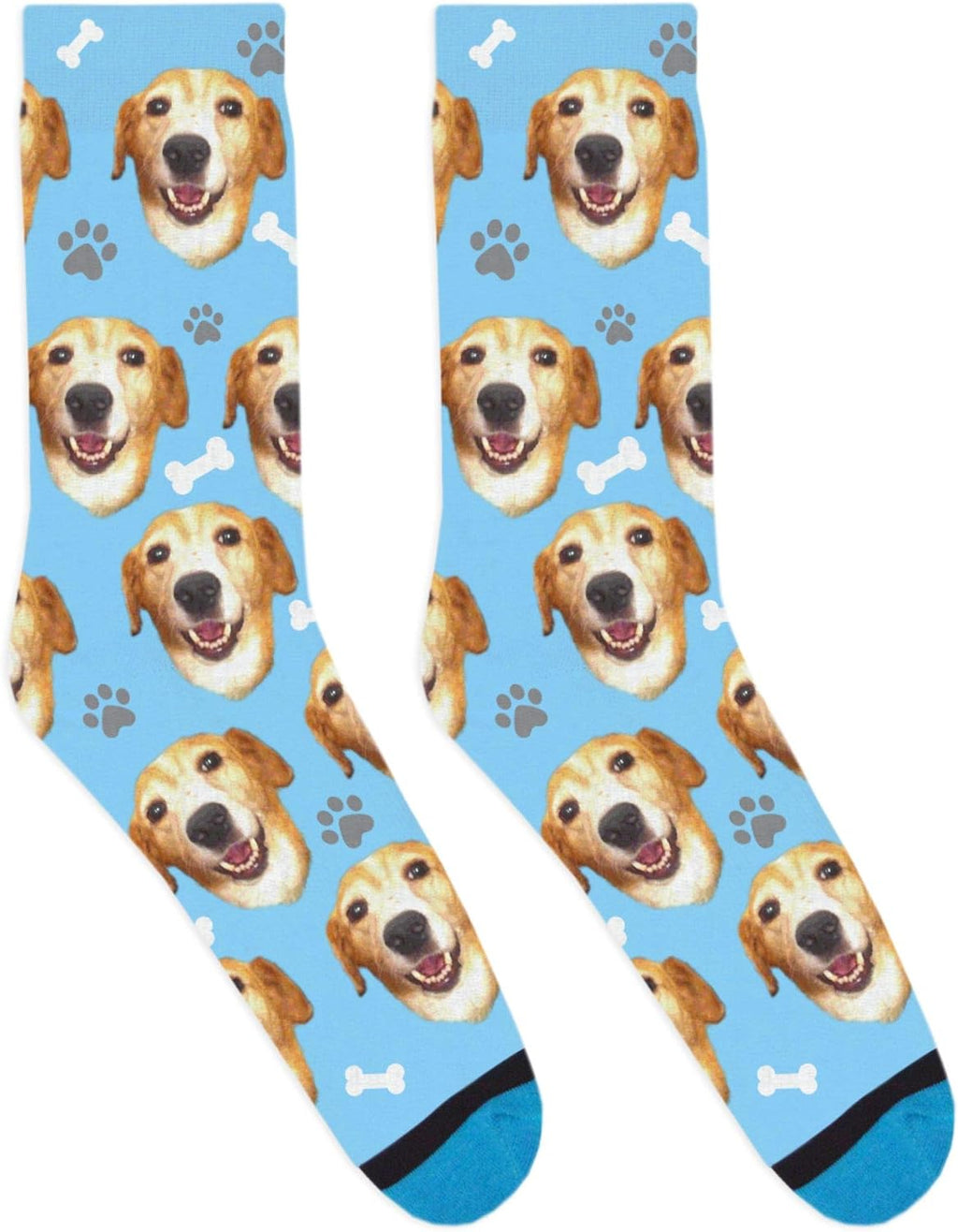 DivvyUp Socks - Custom Dog Socks - Put Your Dog on Socks! (Small, Blue)