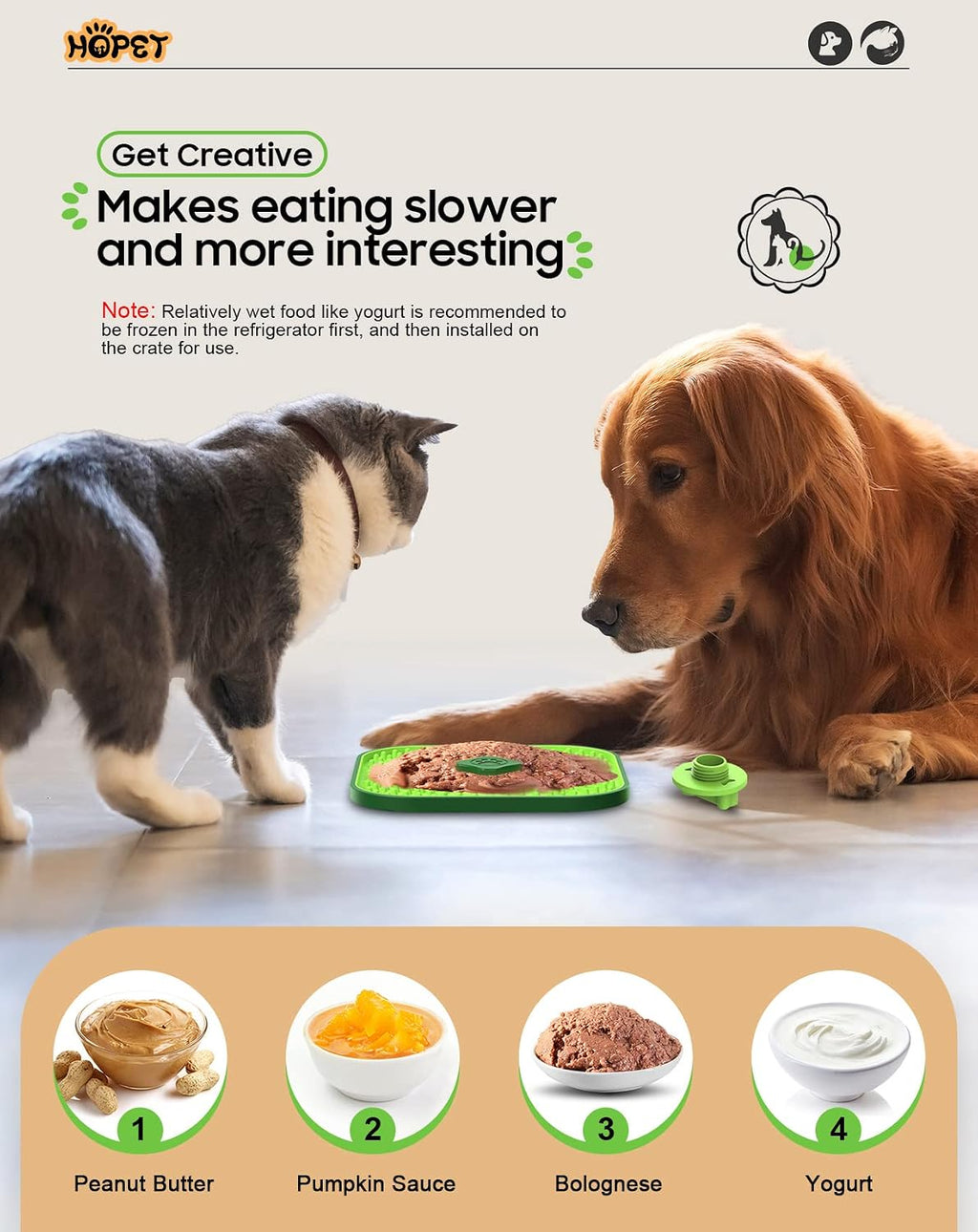 HOPET Licking Mat for Dogs Crate, Interactive Large 7.1" Size Lick Mats for Boredom Relief & Anxiety Reduction, Soft & Safe Peanut Butter Lick Pad for Training(Square-Shaped)