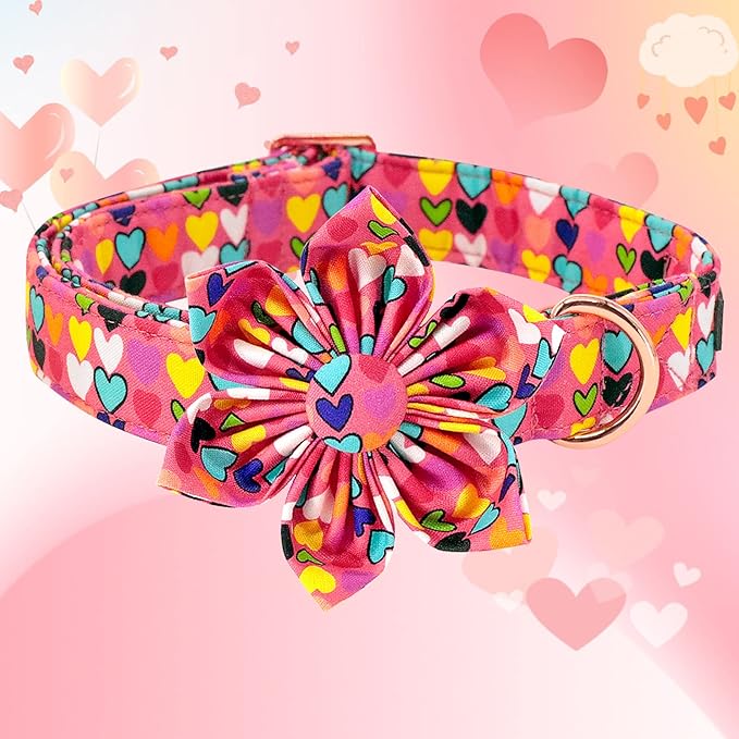 Lionheart glory Easter Dog Collar with Flower Carrot Print Dog Collar Girl Soft Durable Adjustable Collar Flower Spring Collar Dog Bow for Large Dogs