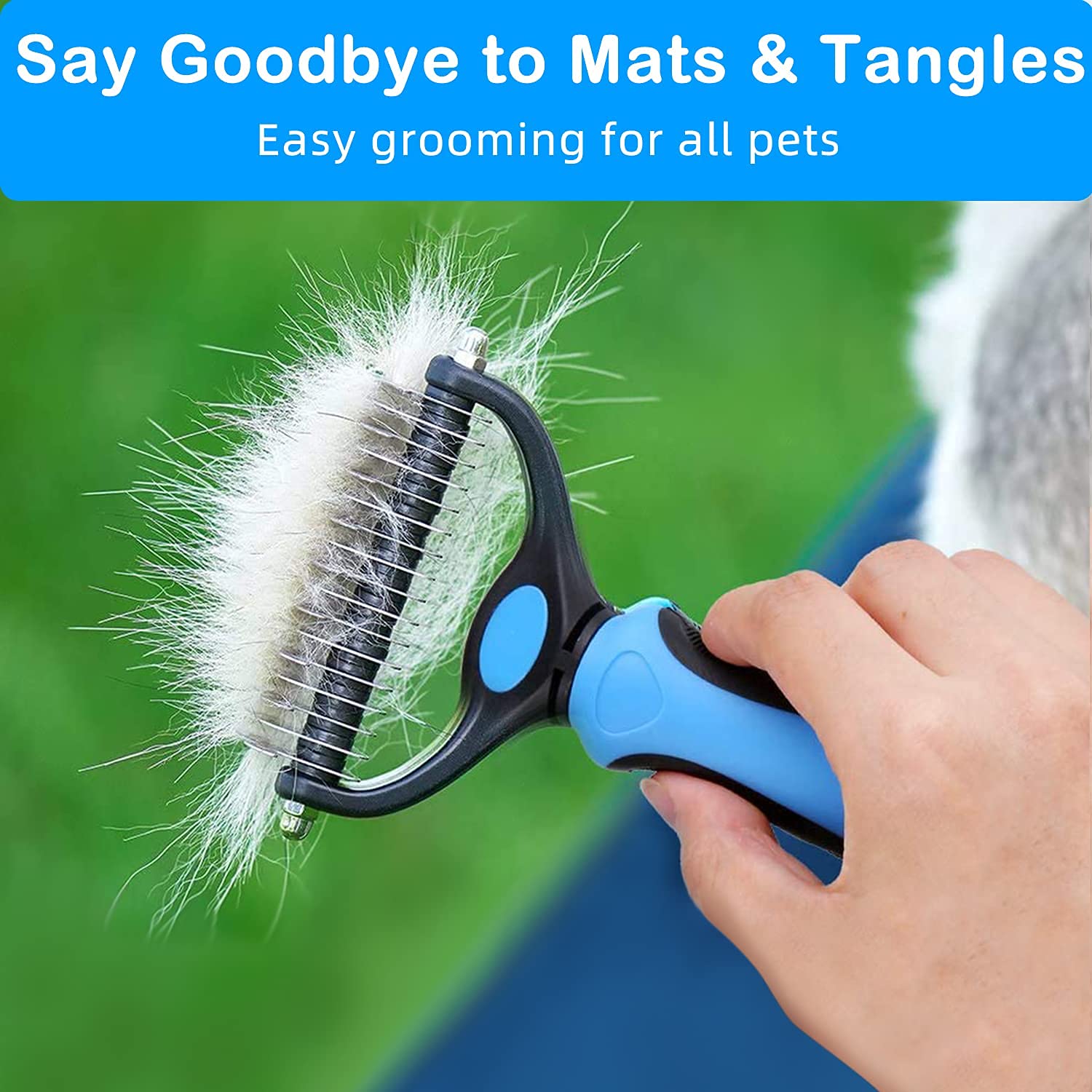 Pet Grooming Rake, Dog Undercoat Rake Cats Shedding Brush Double-Sided Deshedding Dematting Tool Brushes Comb for Dogs & Cats to Easy Remove Undercoat Mats Tangle
