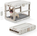 ZOMISIA Collapsible Dog Crate with Bed Mat, 28'' Dog Kennel for Medium Dogs | Foldable Portable Dog Kennel for Travel,Tool-Free Assembly,2 Rolling wheels & Handles for Indoor & Outdoor Use,Washable Cover