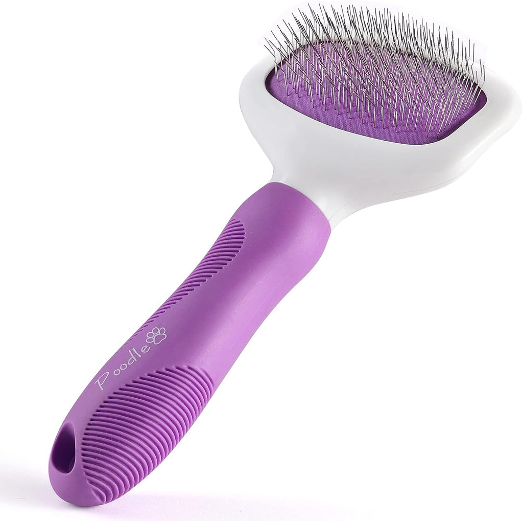 Pet Grooming Bundle - Detangling Pet Comb with Long & Short Stainless Steel Teeth for Removing Matted Fur, Knots & Tangles + Slicker Brush for Small and Large Dogs with Curly Hair