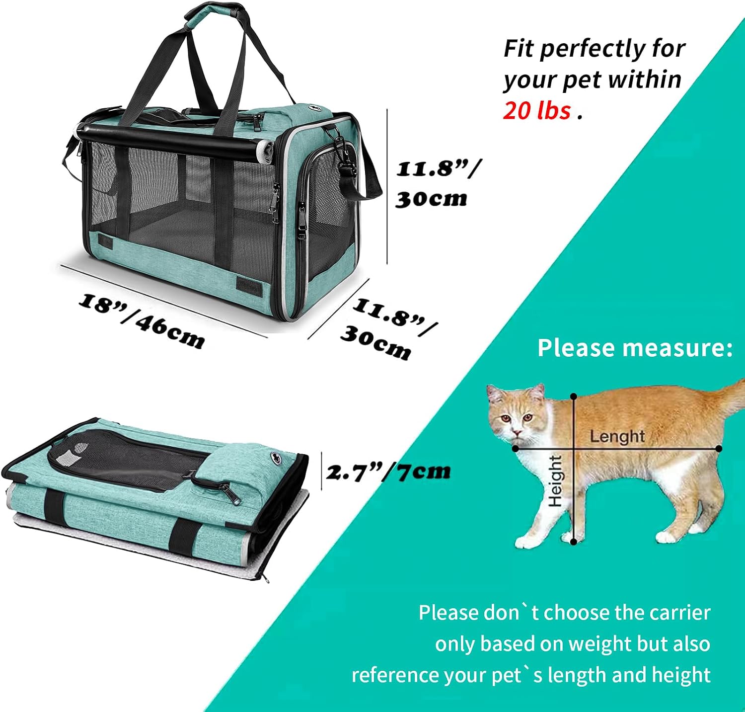 GAPZER Small Dog Carrier Yorkshire Puppy Softshell Chihuahua Transport Cage | Privacy Protection Big Kitten Car Travel Cloth Carry Bag up to 20 lbs, Small Animal Portable Mesh Kennel Cage for Vet Visits
