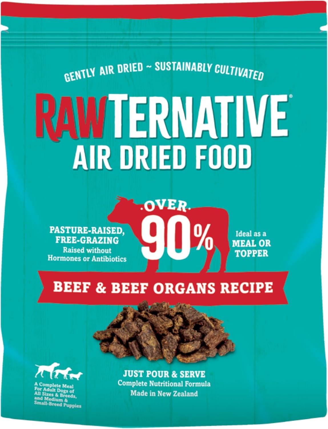 RawTernative Air-Dried Dog Food, Beef & Beef Organs Recipe, 3 lb