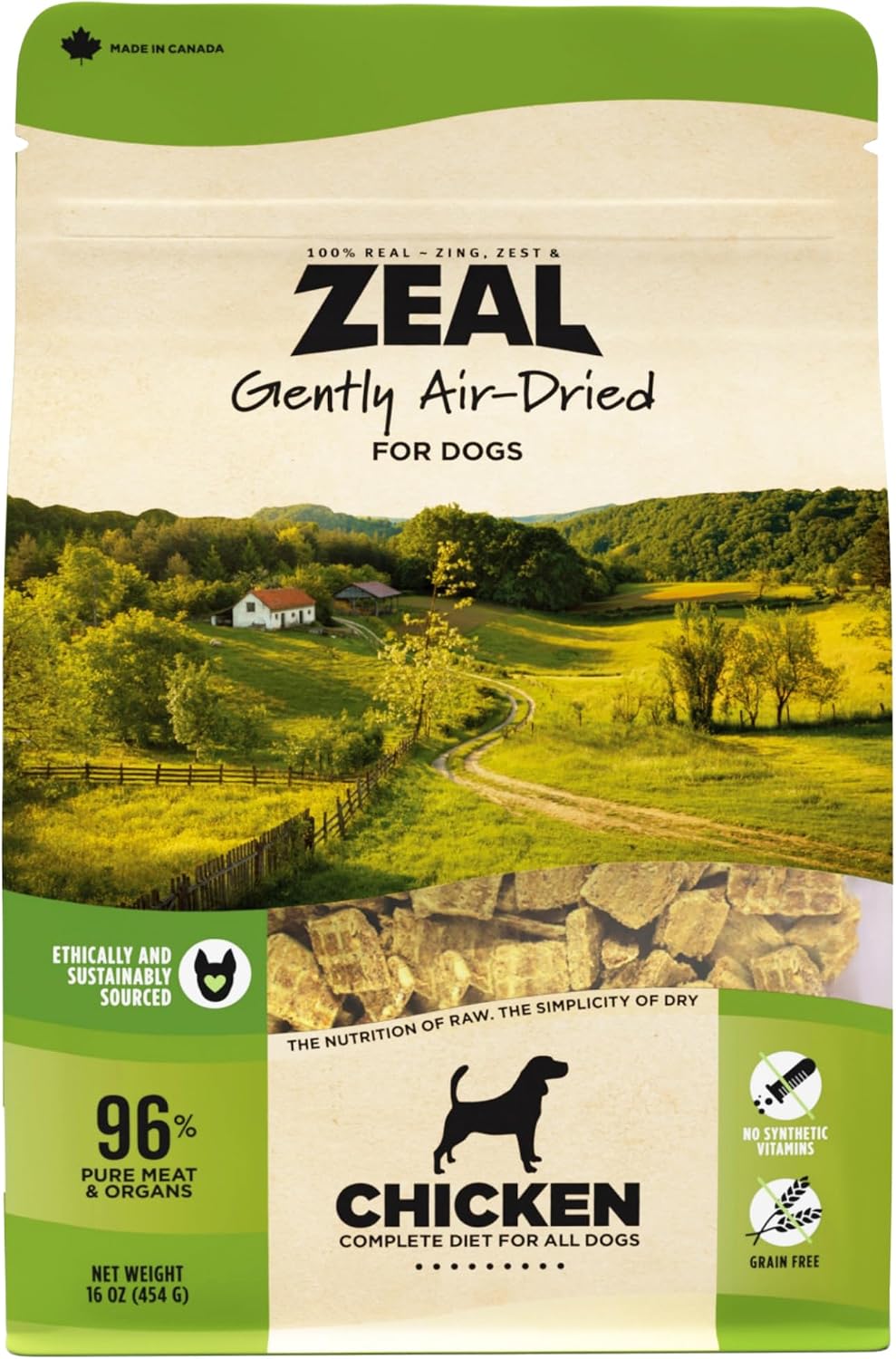 ZEAL Canada Air-Dried Dog Food - High Protein, Natural Superfoods, Nutrient Rich, No Fillers, Grain Free, Complete & Balanced (Beef, Turkey, Chicken) 3 lbs