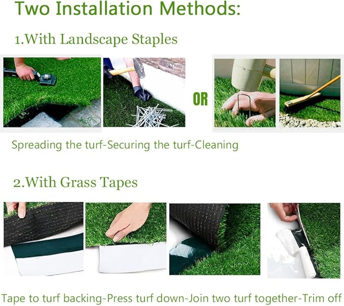 Petgrow Synthetic Artificial Grass Turf 8FTX53FT for Indoor Outdoor Dog Synthetic Grass Mat, Party Wedding Christmas Balcony Garden Astro Turf Rug,Drainage Holes Faux Fake Grass Rug Carpet for Pets