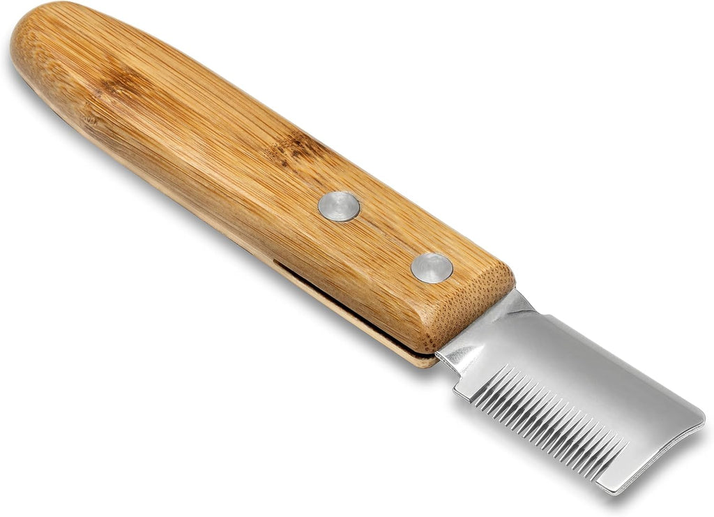 Mikki Bamboo Stripping Knife For Dog Grooming, For Stripping Overgrown Hair from Top Coat, Long Lasting Anti-Rust Blades, Easy Hold Contoured Handle, Fine Tooth for Silky Coated Dogs