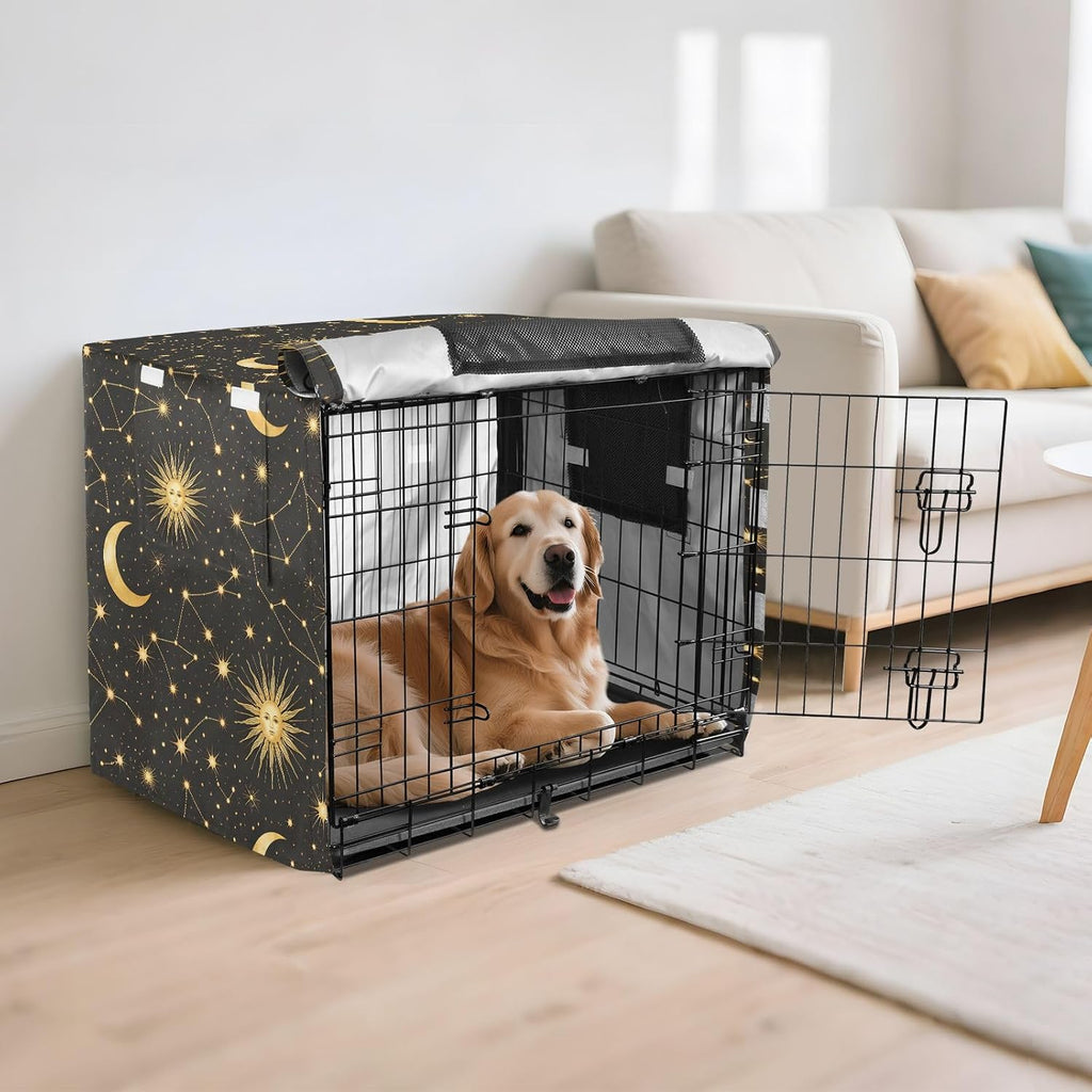 Moon Stars Constellations Dog Crate Covers Breathable Dog Kennel Cover Windproof Waterproof Privacy Shading Fit for 42IN Wire Dog Cage