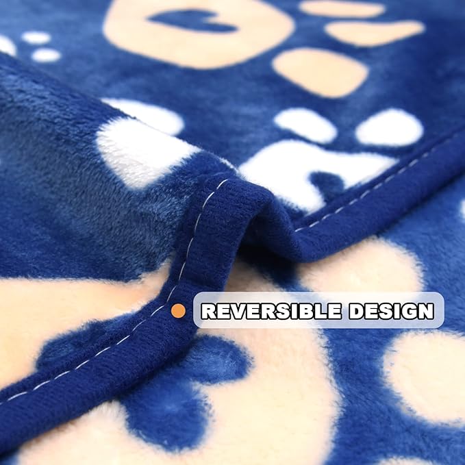 Dog Blanket, Soft Fleece Dog Blankets for Extra Large Dogs, Fluffy Flannel Pet Cat Puppy Blanket Mat Cover for Bed Couch, Cute Paw Print Throw Blanket for Dogs, Blue 80"X60"