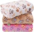 LINENLUX 1 Pack 3 Blankets Super Soft Fluffy Premium Fleece Dog Blankets for Puppy Cat Pet Blanket Flannel Throw Warm Sleep Dog Paw 23x16 inches