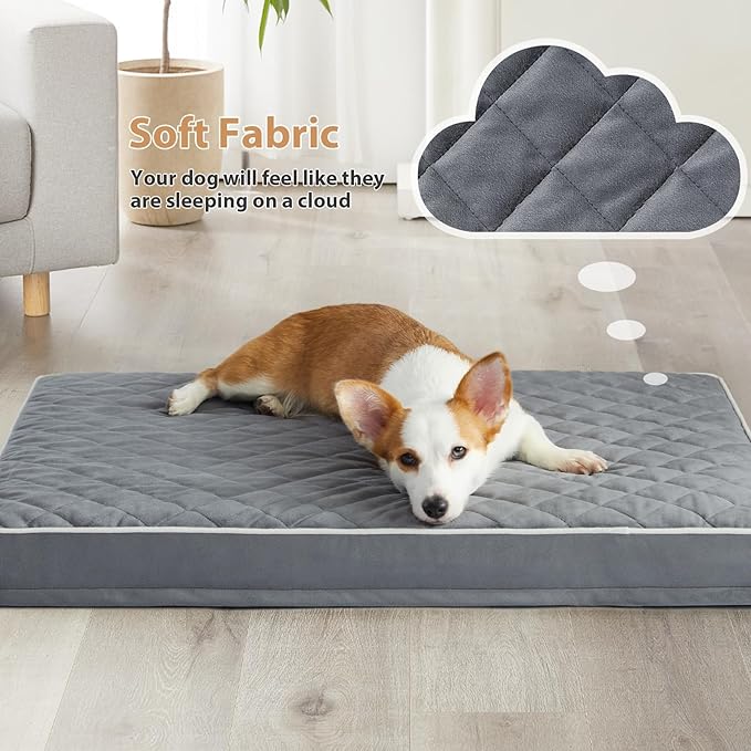 WNPETHOME Orthopedic XL Dog Bed for Crate, Waterproof Extra Large Dogs Bed with Removable Washable Cover, Multi-Needle Quilting Dogs Crate Bed