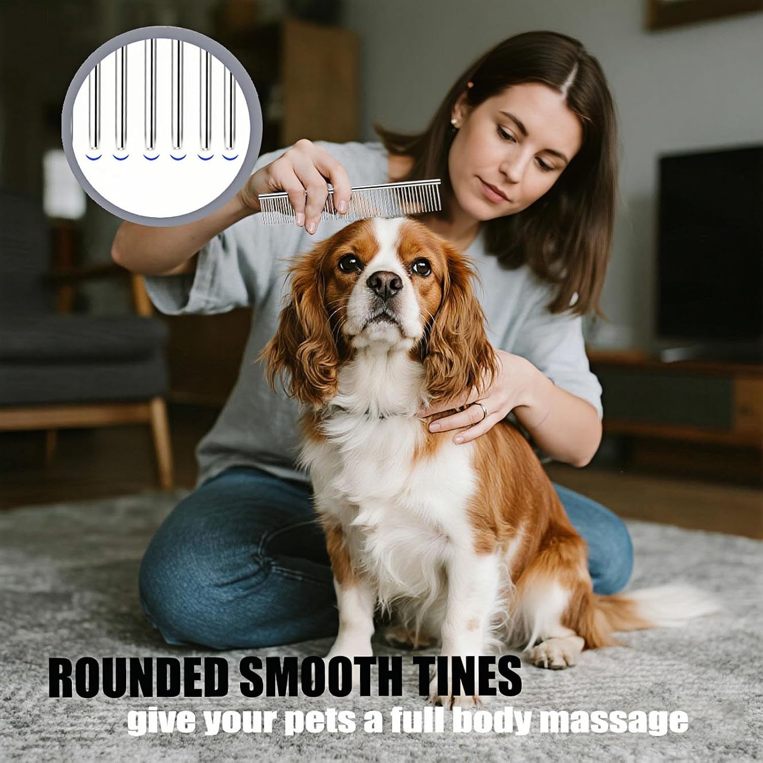 3-Pack metal comb for dogs stainless steel dog comb Pet Grooming Metal Combs Set, Large Medium Small Sizes, Stainless Steel Detangling Tool for Dogs and Cats